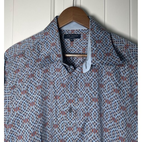 Ted Baker London Mens Geometric Pattern Long Sleeve Button-Up Shirt Size 5 (XL) - Picture 6 of 10